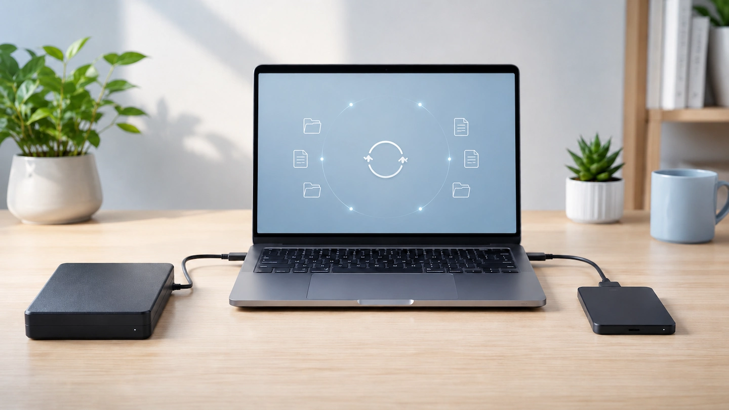 External SSD vs HDD for backups beside a laptop