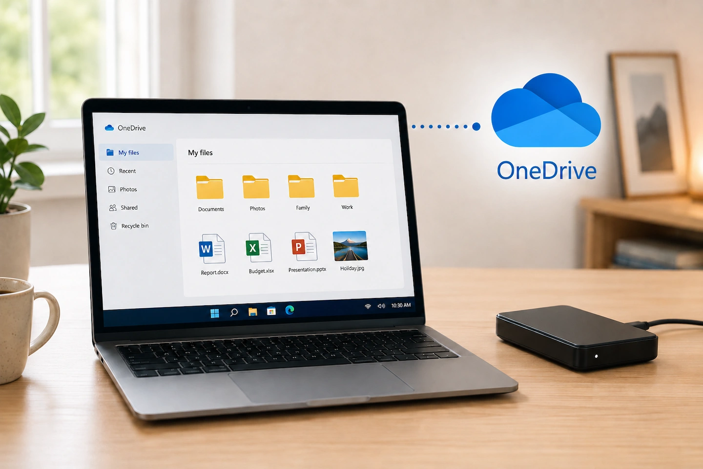 Laptop using OneDrive with a separate external backup drive