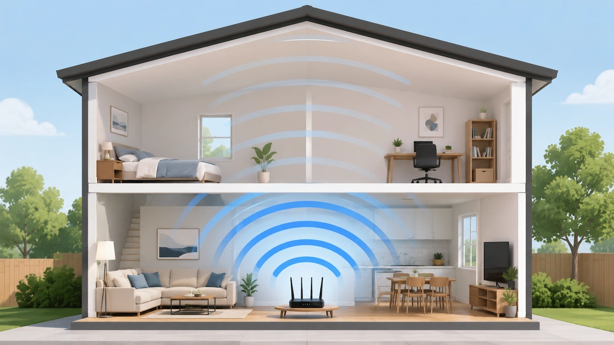 Router downstairs with weaker Wi-Fi coverage upstairs