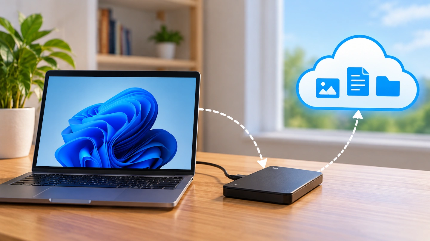 Home computer with local and offsite backups illustrating the 3-2-1 backup rule