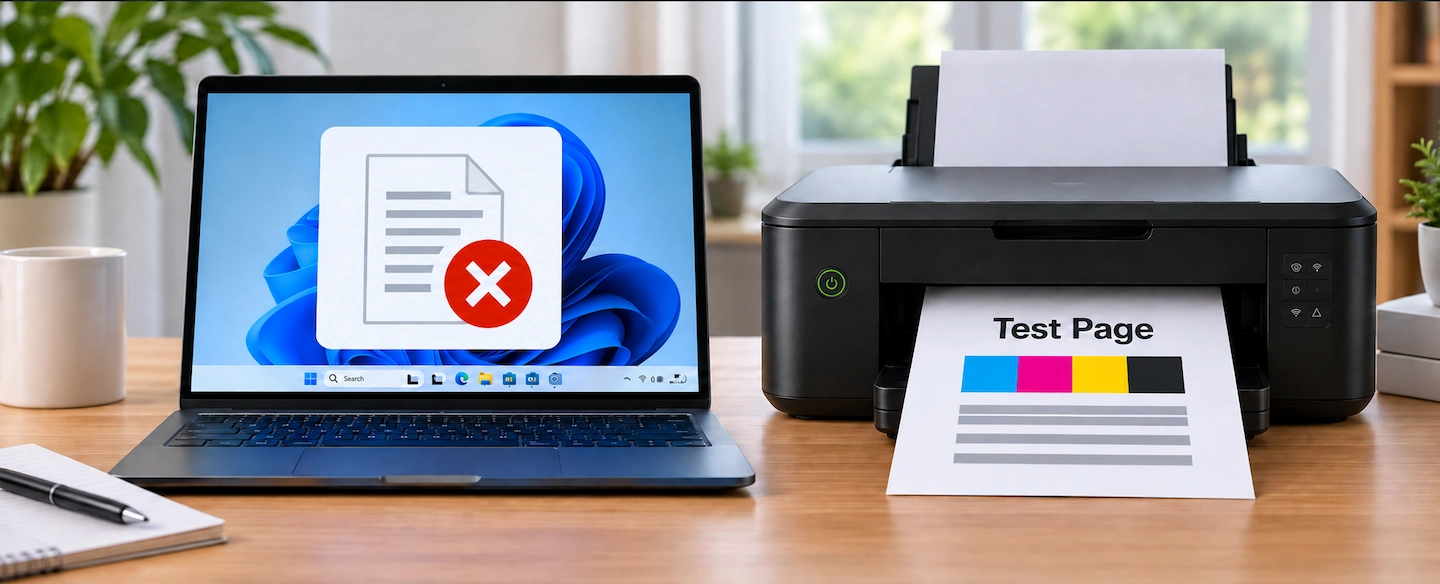 Printer test page prints but documents won't