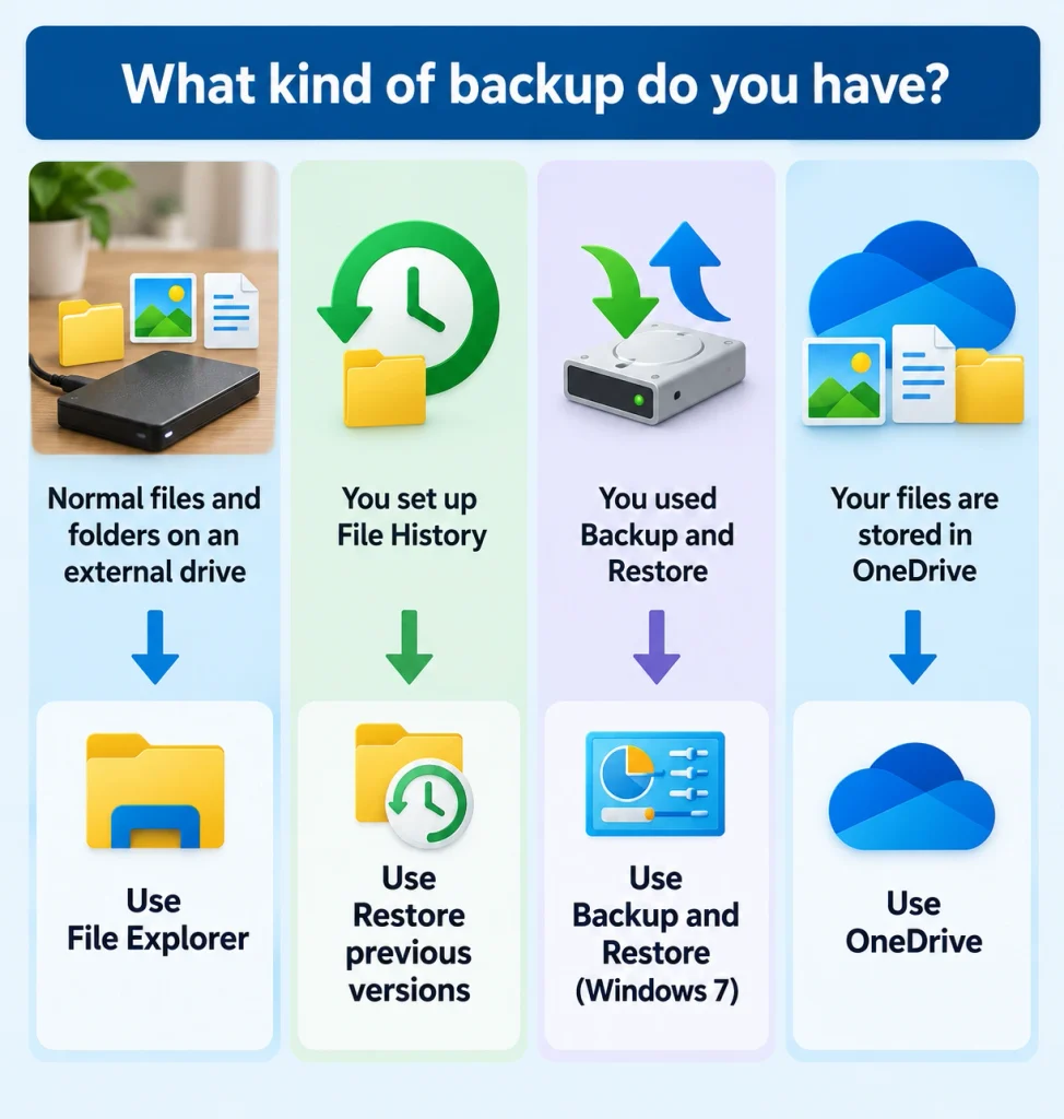 Different ways to restore files from backups in Windows 11
