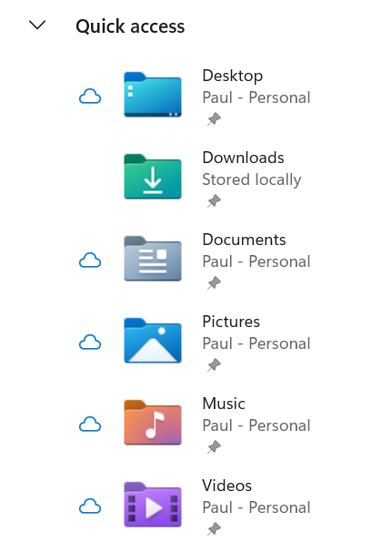 Windows 11 File Explorer showing Desktop, Downloads, Documents, Pictures, Music and Videos folders